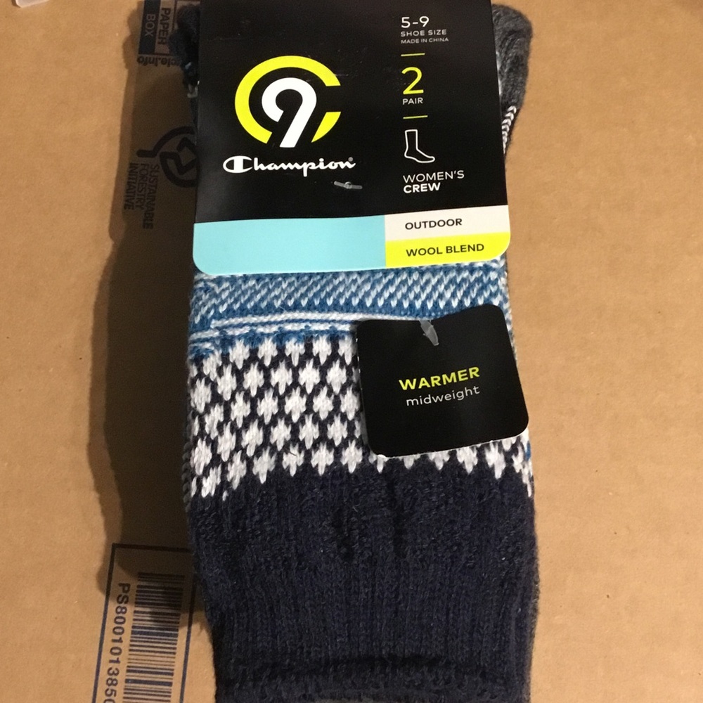 Champion Navy & Light Blue Women's Wool-Blend Crew Socks - 2 Pack